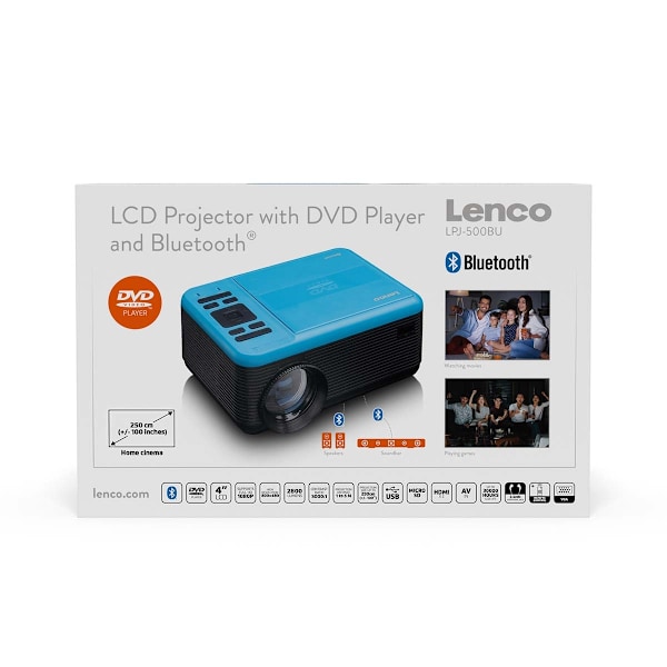 LCD-projektor med DVD-afspiller og Bluetooth® Blue