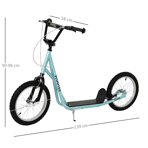 Barnskoter, hopfällbar sparkscooter med pneumatiska däck och handbroms, stadsskoter, äventyr för barn från 5 år och uppåt, 16 tum Aosom