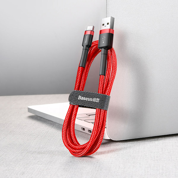 Kestävä joustava kaapeli USB-C QC3.0 3A 1M punainen