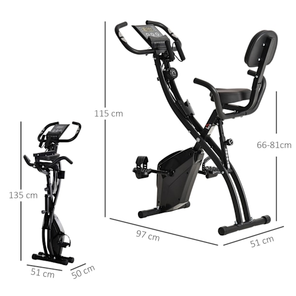 Motionscykel 2-I-1 Cykeltræner Hjemmetræner Folde Motionscykel Med 8 Niveauer Af Justerbar Magnetisk Modstand Og 1 Par Stålspændereb
