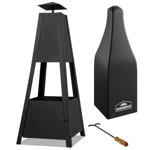 Eldstadspyramid 102 cm med låsbar dörr och robust metalldesign