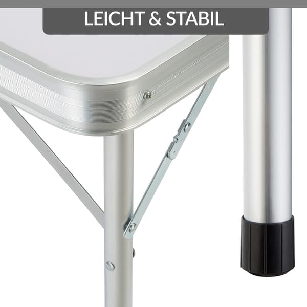 Campingbord- og bænksæt, foldbart aluminium, hvid