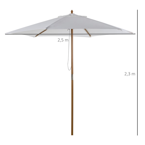 Päivävarjo, puutarhasateenvarjo, 3-kerroksinen, aurinkosuoja, bambu 180/㎡ polyesteri, valkoinen, Ø2,5 x 2,3 m