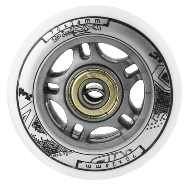 Hvide 70x24 mm 82A hjul (4) + ABEC-7 lejer (8) sæt