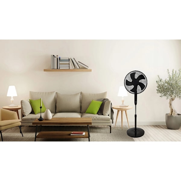 Stående gulvblæser 45W – 3 tilstande, 5 blade, timer, fjernbetjening
