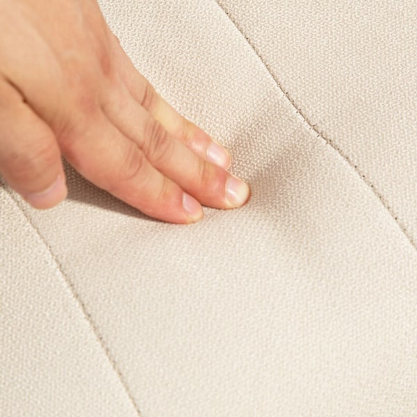 Gyngestol polstret gyngestol med lændepude sidelomme afslapningsstol træramme linned look til stue soveværelse beige