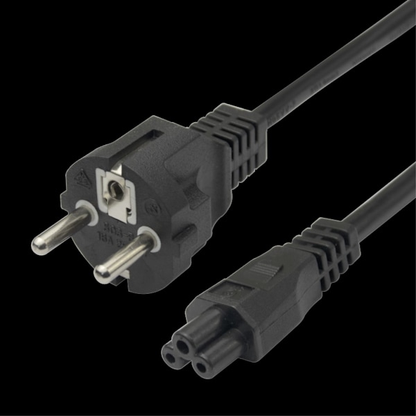 Strömkabel CEE 7/7 - C5, 1,5m - Svart