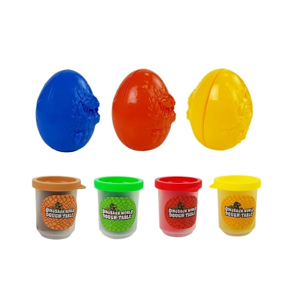 Dinosaur Play Dough Set: 12 delar, 4 färger, kreativt roligt