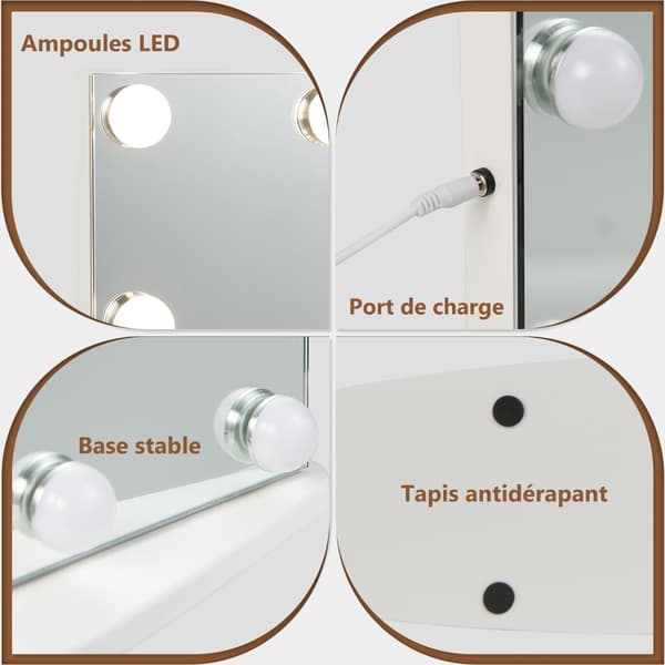 Belyst sminkspegel, 18 LED, touch, 3 lägen, 3X