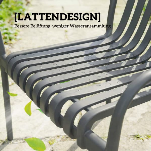 Stabelbare udendørsstole sæt med 4, mørkegrå, ergonomisk design