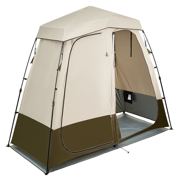 Campingtelt med bruser, foldbart og privatlivsvenligt med 2 rum, UPF 50
