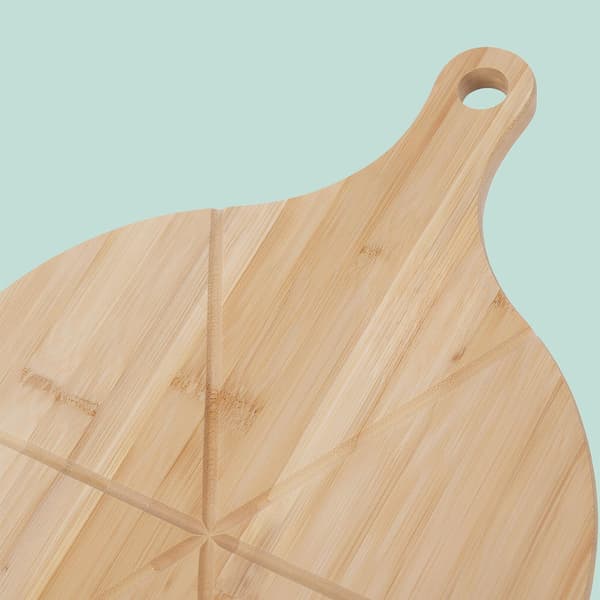Bambuinen pizzalautasetti, 2 osaa, uritettu