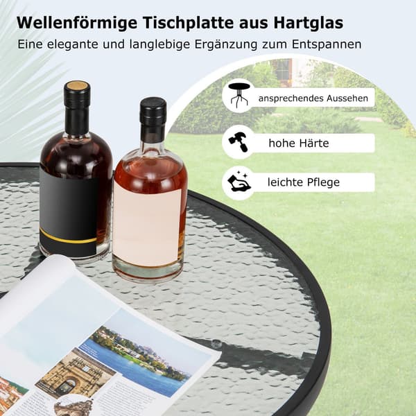 Bistrobord med hul til paraply, 70 cm glasplade