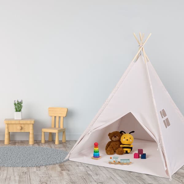 Teepee-leikkiteltta lattiamatolla