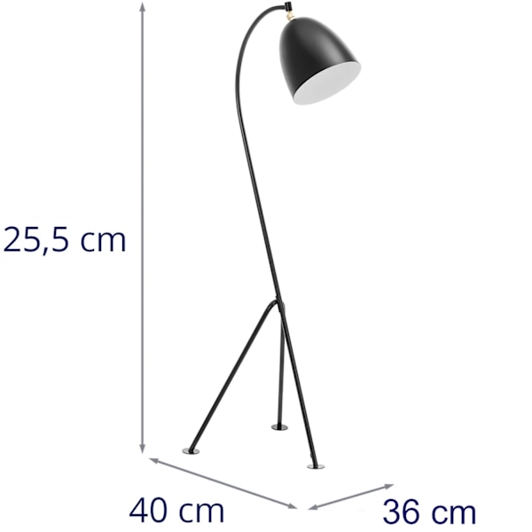 Metalgulvlampe med justerbar E27 skærm, 125 cm