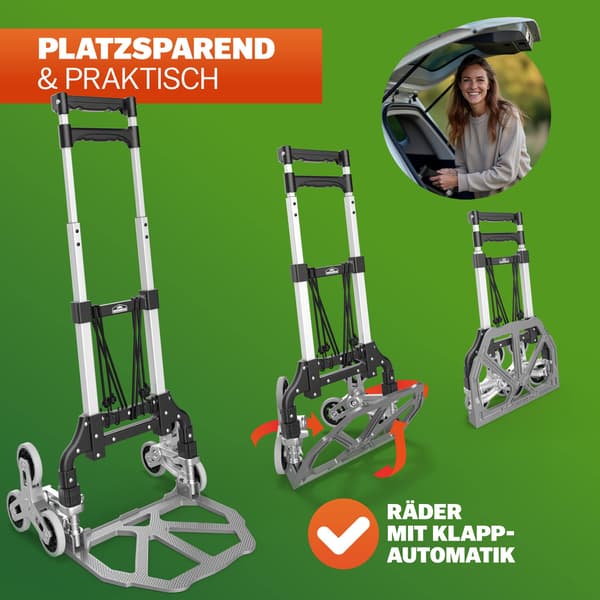 Trappevogn sølv/sort 80 kg højdejusterbar