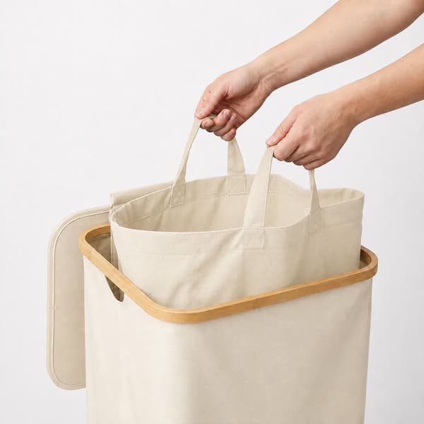 Pantbehållare för flaskor, 100L – Beige, Bambu