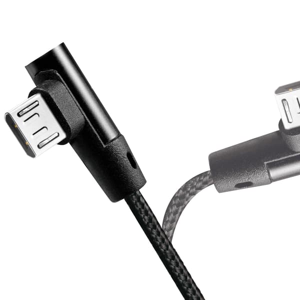 Vinklet MicroUSB kabel USB 2.0 15W 1m