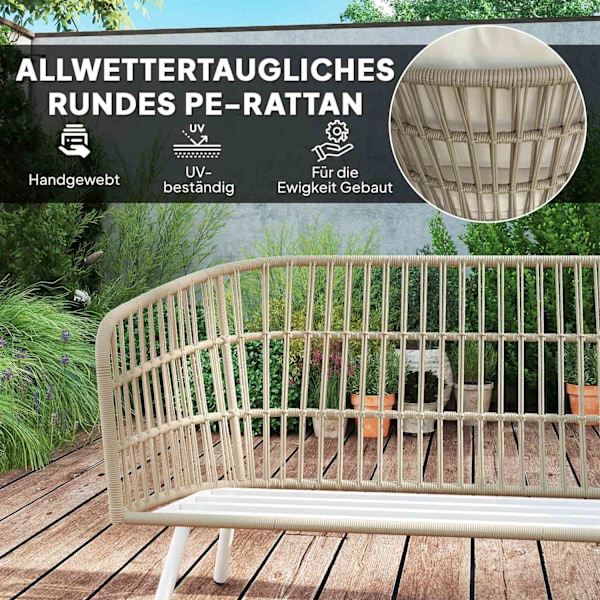 Havemøbelsæt af polyrattan loungesæt med 2 sofastole bordhynder vejrbestandig siddegruppe til 4 personer udendørs altanmøbelsæt havemøbler til have al