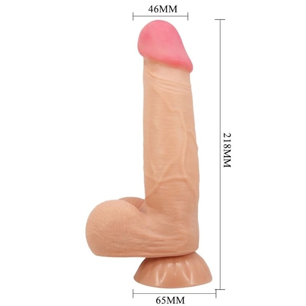 Pretty Love - Sliding Skin Series Realistisk dildo med glidende hud Sugekop Fjernbetjening Kød 21,8 Cm