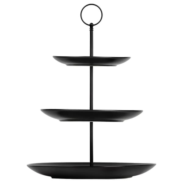 3-våningars svart porslinstårta, 34 cm