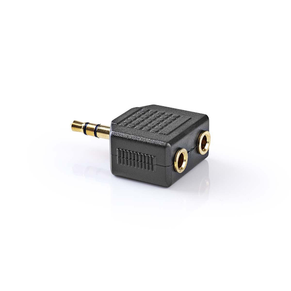 Stereo Audio Adapter | 3.5 mm Hanstik | 2 x 3.5 mm Hunstik | Guldplateret | Lige | ABS | Sort | 10 stk. | Plastikpose