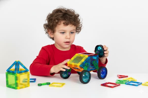 Magnetiska byggklossar – 48 delar, 3D- och fordonslek