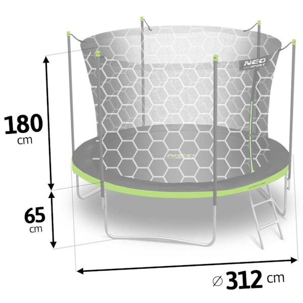 Havetrampolin 312 cm med sikkerhedsnet og stige fra Neo-Sport