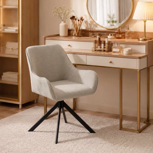 Beige snurrstolar med armstöd, set om 2