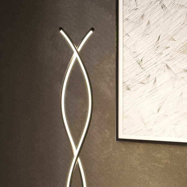 Dæmpbar LED-gulvlampe, sort dobbelt spiraldesign