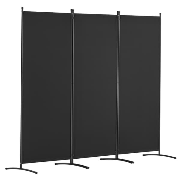 3-panels foldbar rumdeler, sort stofskærm