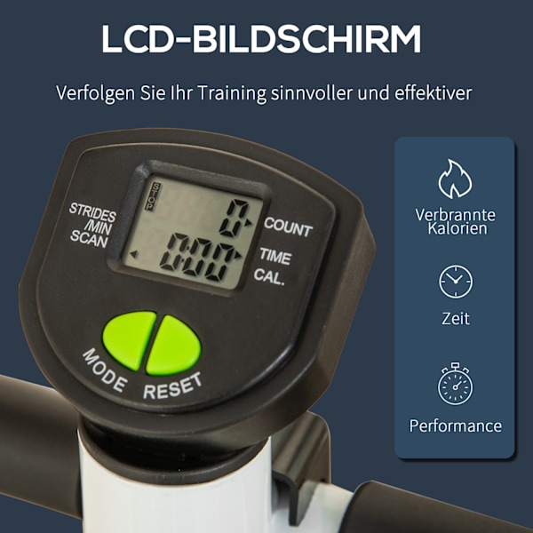 Stepper Fitness Swing Stepper LCD-näytöllä ja kahvalla Kotitreeni kotiin 100 kg asti Teräs ABS Vihreä 55 x 44 x 108 cm