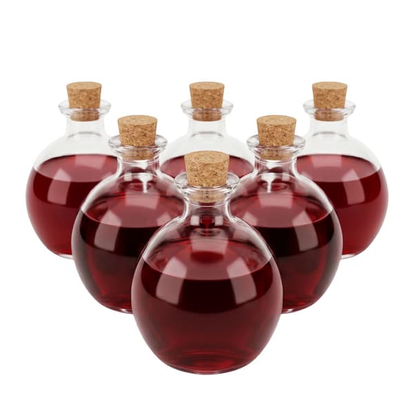 Set med 6 glasflaskor med korkar, 260 ml kapacitet