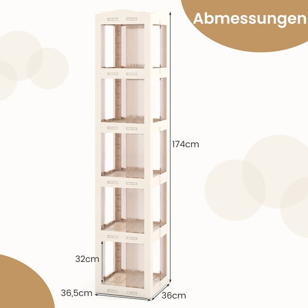 360 grader roterende bogreol, foldbar, transparent, 174 cm