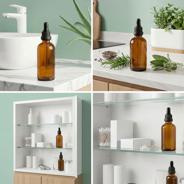 Meripihkanväriset lasipipettipullot, 100 ml, 12 pullon pakkaus