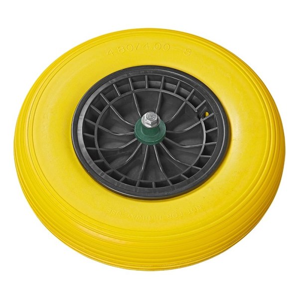 PU dæk med plast fælg 16" 4,00-8 inkl. aksel 20 mm