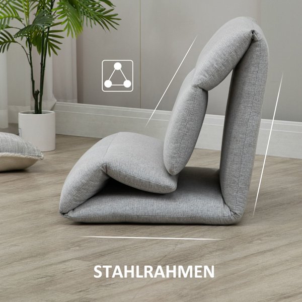 Lattiatuoli, Lattiatuoli 5-Tasolla Säädettävällä Selkänojalla, Taitettava Lattiasohva Kallistustoiminnolla, Lattiatyyny