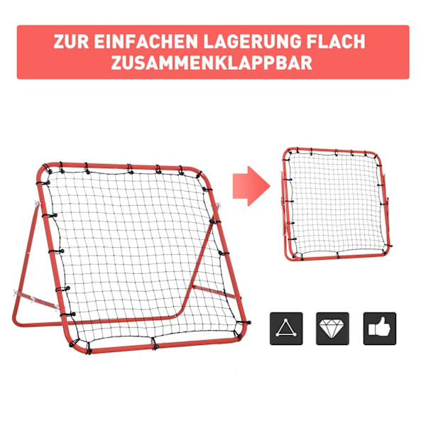 Rebounder Football Rebound Seinämaaliverkko Jalkapallolle Säädettävä Kulma Punainen + Musta 96 X 80 X 96 Cm