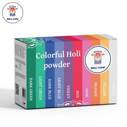 Holi farvepulversæt, 10x100g, 10 levende farver