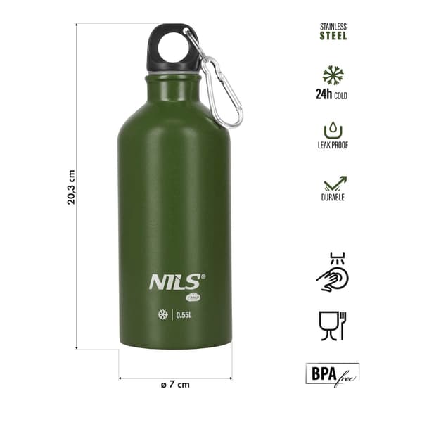 Reseflaska 550 ml, grön, läckagesäker