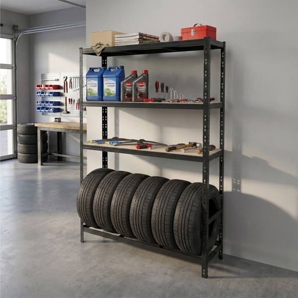 Ståldäckställ, justerbar garageförvaring med 3 hyllor