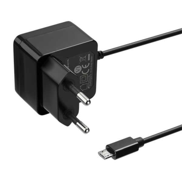 Deltaco seinälaturi Micro-USB-kaapelilla, 1 m, 2,4 A, 12 W - musta musta