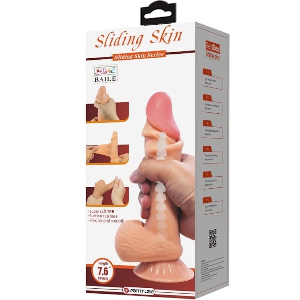 Pretty Love - Sliding Skin Series Realistisk dildo med glidande hud sugkopp 19,4 Cm