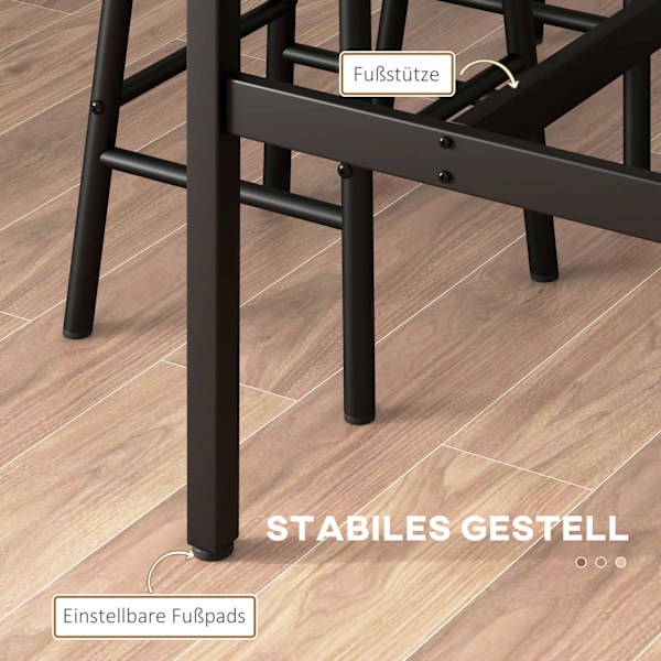 Barbordsset, 3 st. Barbord med barstolsset, matgrupp i industriell design, köksbord med 2 barstolar, för matsal, kök, stål, rustikt brun