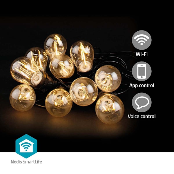SmartLife Julbelysning | Festljus | Wi-Fi | Varm Vit | 10 LED's | 9.00 m | Android™ / IOS | Glödlampediameter: 45 mm