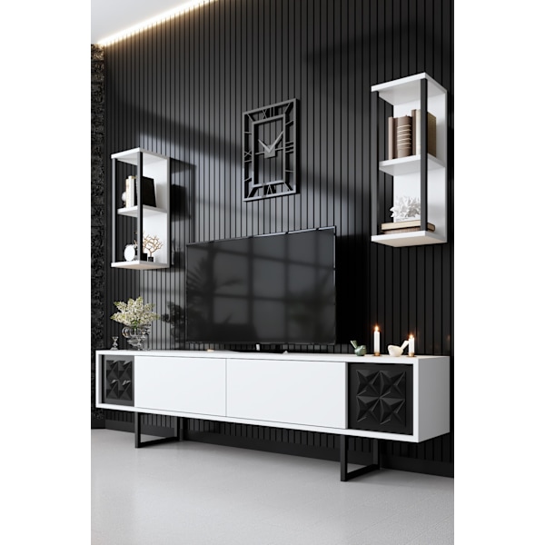 TV Unit Black Line - Hvid, Sort