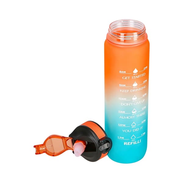 Tritan vattenflaska, orange-blå, läckagesäker, 1000 ml