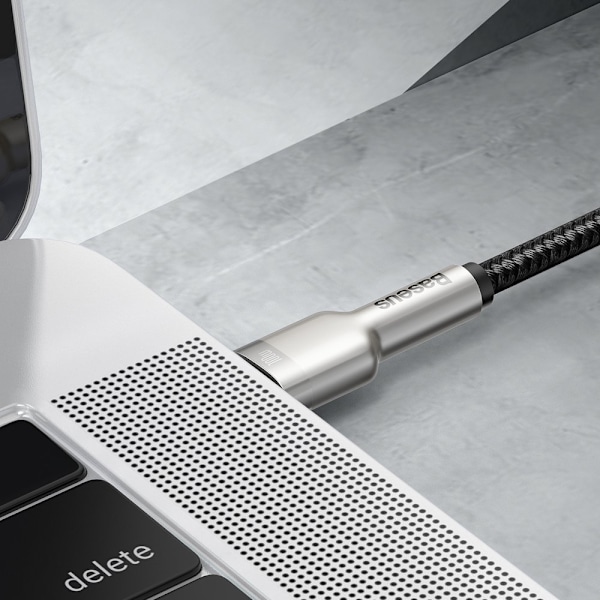 USB-C - USB-C kabel Cafule Metal Data Power Delivery 100W 1m - sort