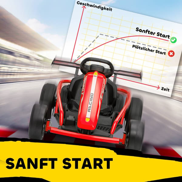 24V elektrisk gokart til drifting, 8-12 år, rød