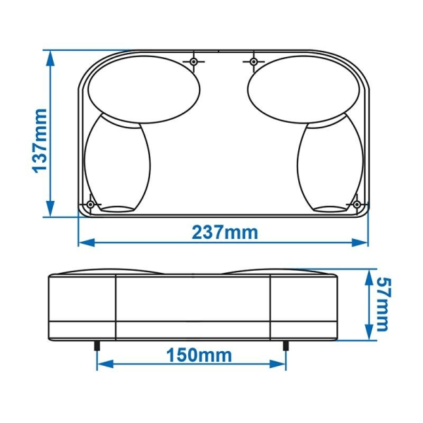 Baglygte 6 funktioner 237x137mm venstre